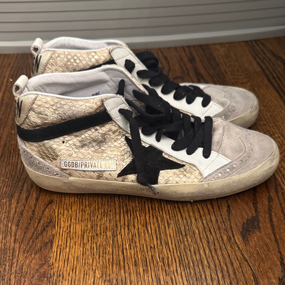 Golden Goose Beige and Black Sneakers